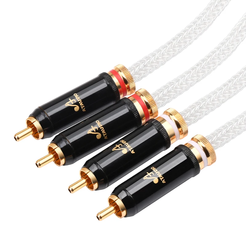 

Hifi Silver-Plated OCC 2RCA Cable Hi-End RCA Male to Male Interconnect Audio Cable For Preamp Power Amplifier CD Player DAC