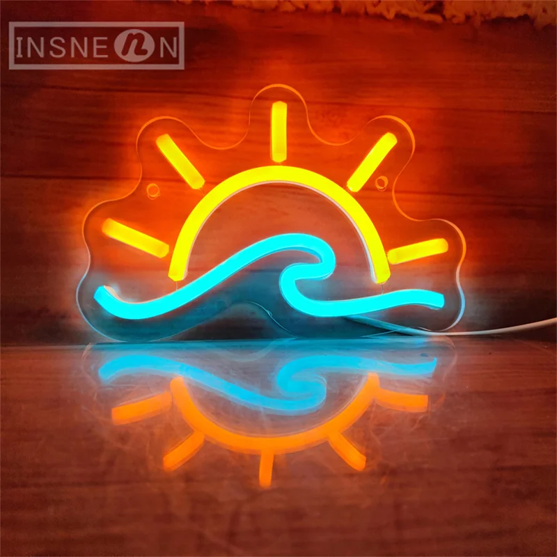 Неоновая вывеска INSNEnN Wavey Sunset с неоновыми лампочками для внутреннего