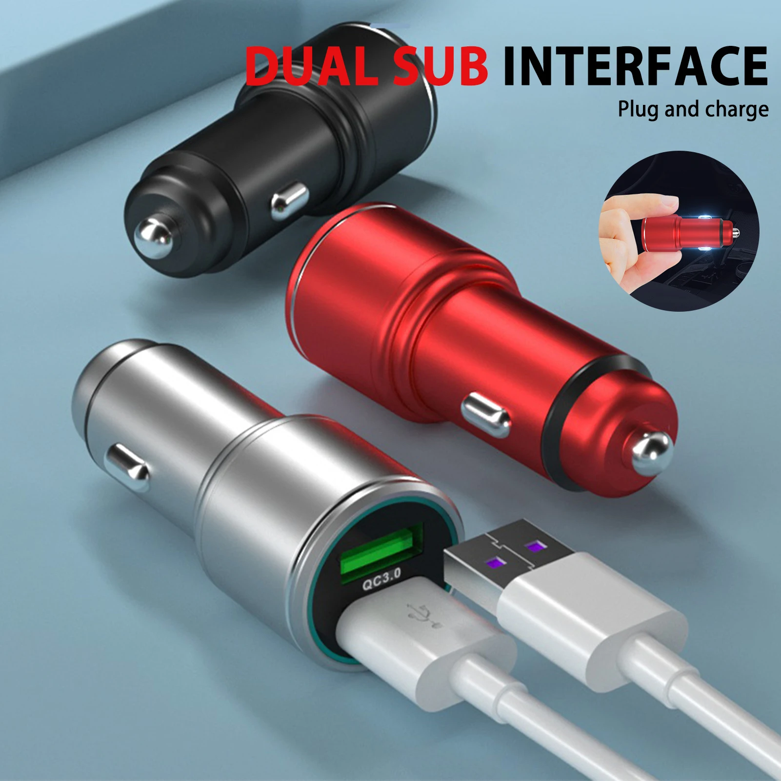 

Car Charger QC3.0 2-Port Fast Charging Phone Charger Compatible with Various Kinds Phone