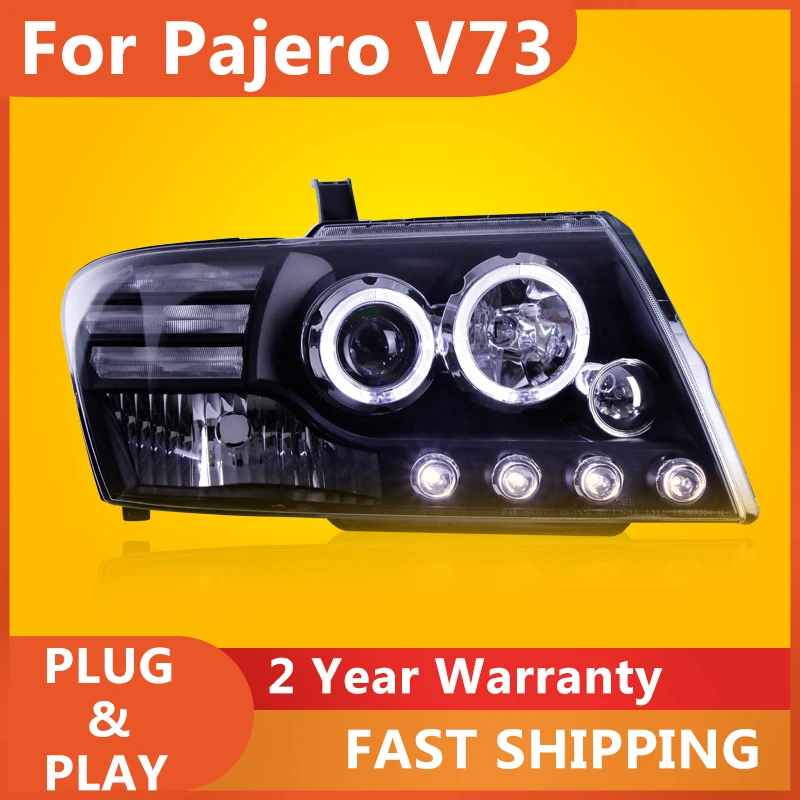 

Светодиодная фара для Mitsubishi Pajero V73 2004-2016, светодиодные дневные ходовые огни, Bi, нижний луч, объектив, угловой глаз, автомобильные аксессуары