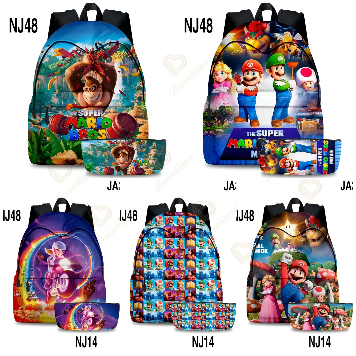 

Super Mario Bros Backpack Pencil Case Shoulder Bag Set Kawaii Anime Figure Stationery Back To School Student Supply Kids Gifts
