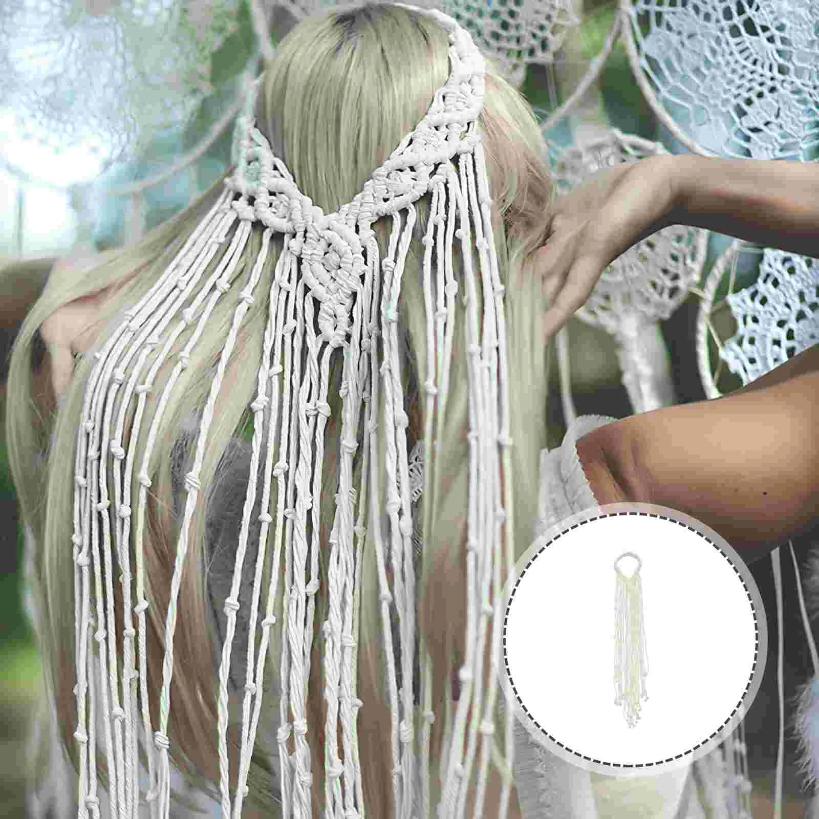 

Bohemian Headwear Bridal Headpieces Wedding Macrame Headband Bride Hairband Braided Tie