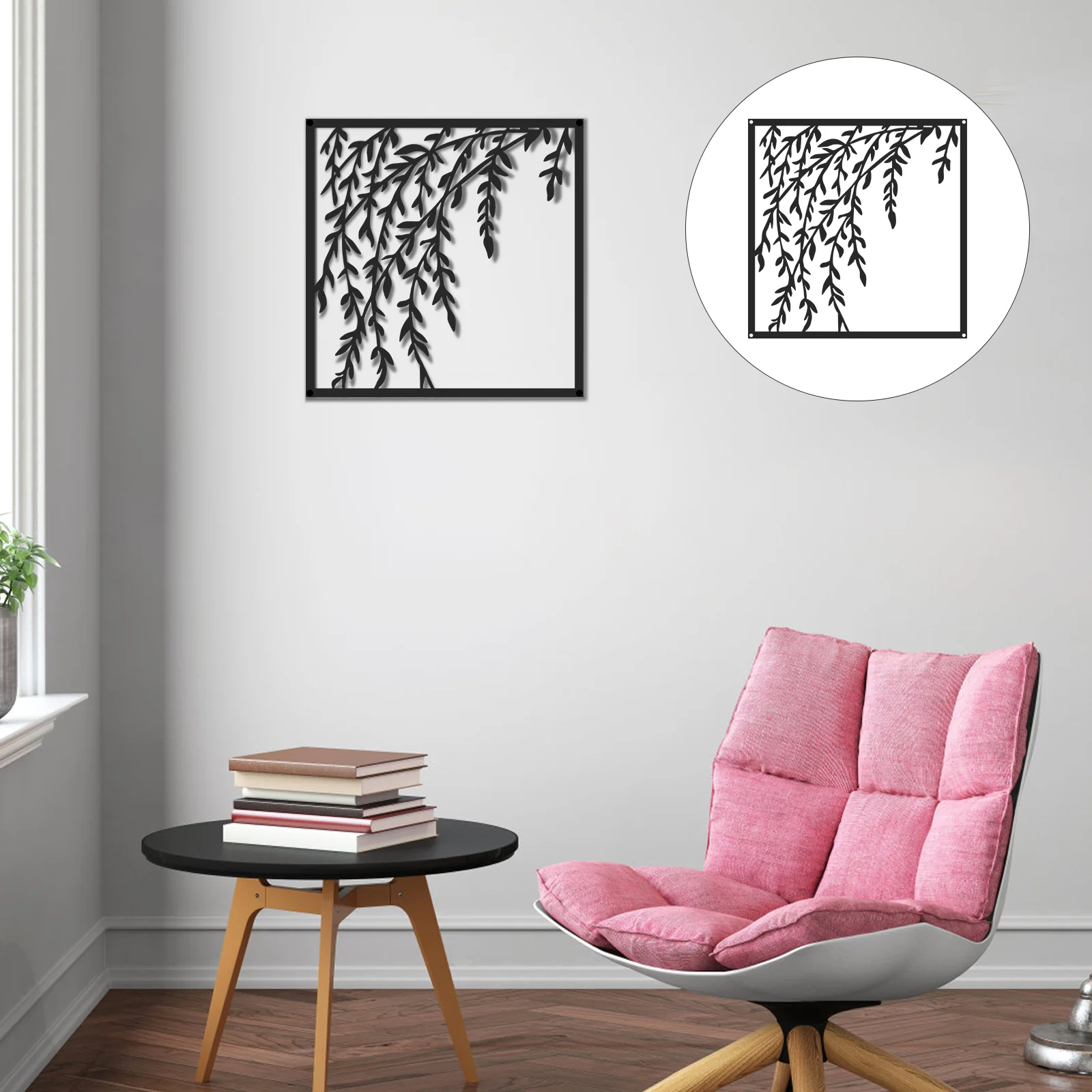 

Wall Decormetal Leaf Black Window Sign Kitchenhanging Flower Scroll Lifesilhouette Sculpture Family Tree Sculptures Frames