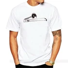 Новый бренд продаж 100% хлопок Модная тенниска с коротким рукавом цвета морской волны для тромбон латунь Футболка мужская музыкальный инструмент дизайнерская футболка