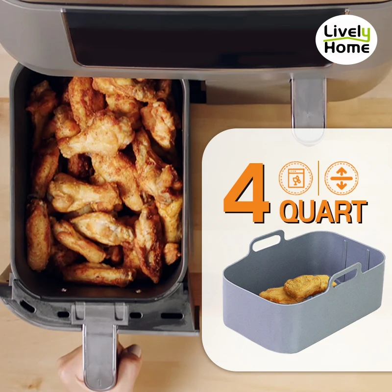 

Air Fryer Silicone Pot 2 Pieces Tray Pan Air Pot Dish Plate Reusable 4 Quart Dual Basket Air Fryer Accessories For Ninja Foodi