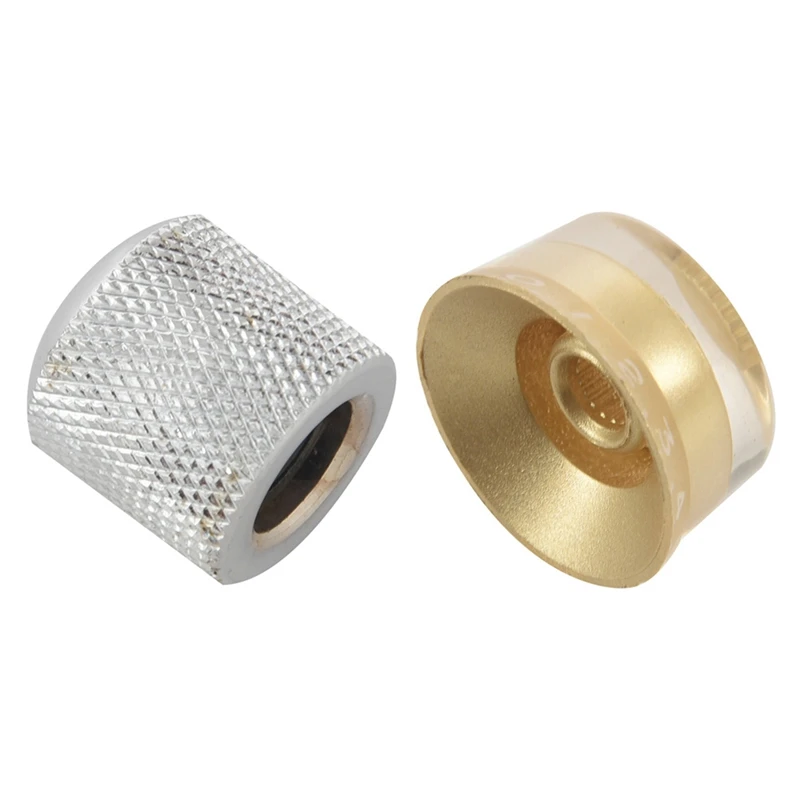 

4X Guitar Dome Control Knobs For Fender Tele Replacement Silver With Electric Guitar Control Speed Knobs