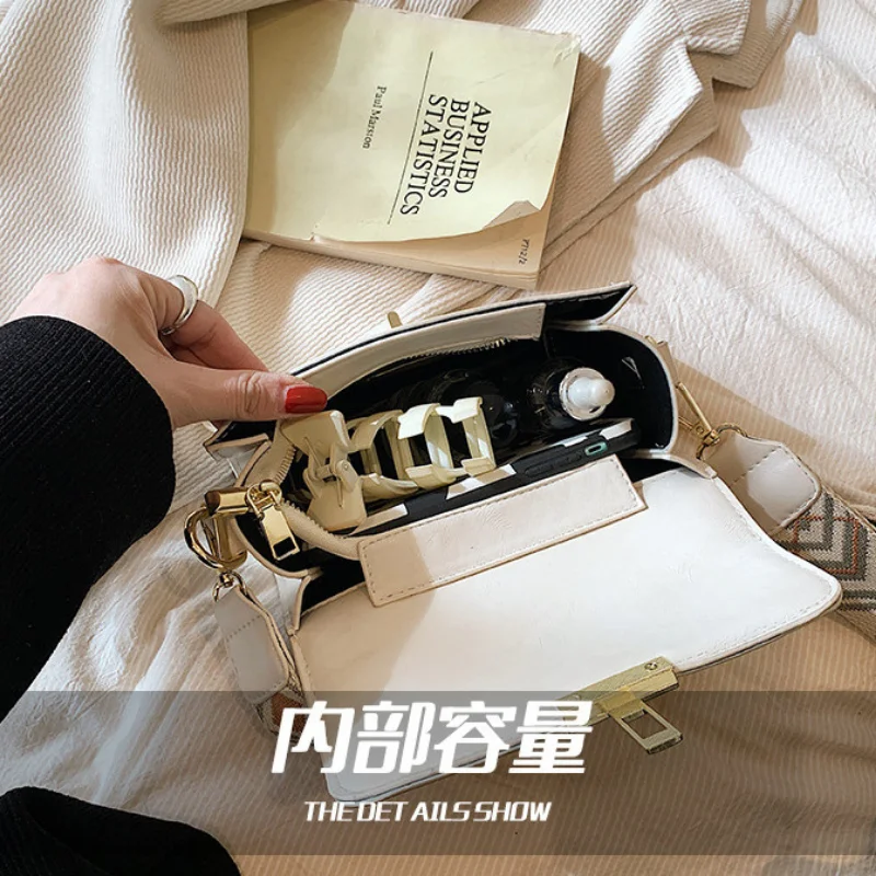 Women's PU Small Travel Underarm Crossbody Hand Bags Sewing Thread Solid Color Wide Shoulder Square Handbags for  сумка  الحقيبة