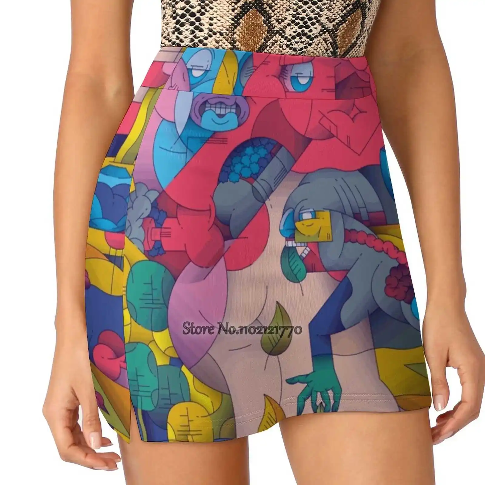 

Meaningful Moment Women Sports Lining Skirt Tennis Dance Fitness Short Printed Skirts Hand Foot Face Human Eye Leaf Nature Tree