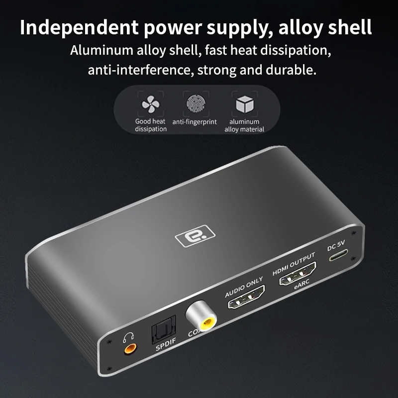 HDMI2.0b Switcher 2 In 1 Out eARC Audio Splitter 7.1CH ATMOS AUX Coaxial Optical DAC Extractor Decoding CEC HDCP2.2 Crack HD375 enlarge