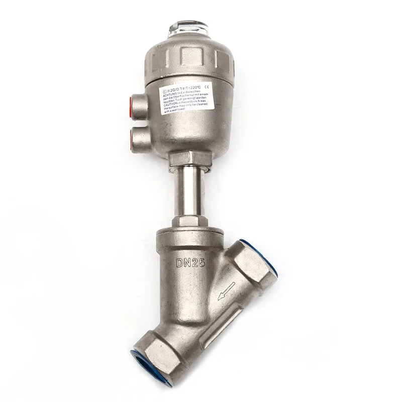 

1" High Temperature Steam Pneumatic Angle Seat Valve Stainless Steel Y Type Female Thread Pneumatic Valves