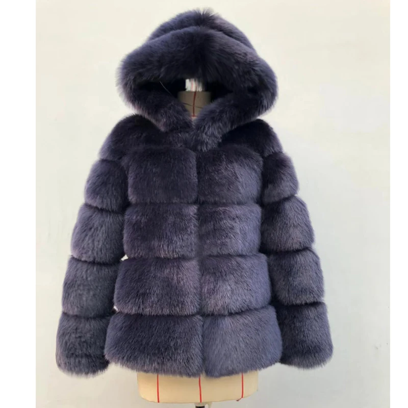 Luxury Thick Warm Faux Fur Coat Women 2021 Hooded Long Sleeve Faux Fur Jacket Fur Coats Bontjas Parkas Fashion Winter Clothes