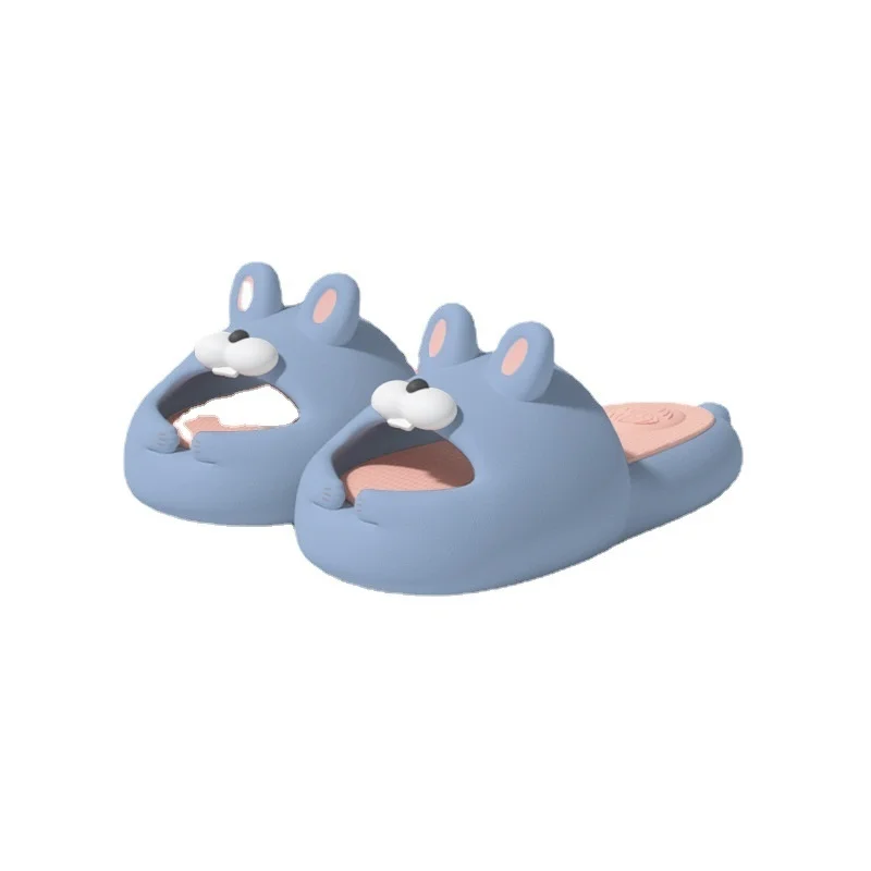 Cute cartoon Moji rabbit soft soled daddy shoes indoor non slip thick soled cool slippers summer home EVA slippers