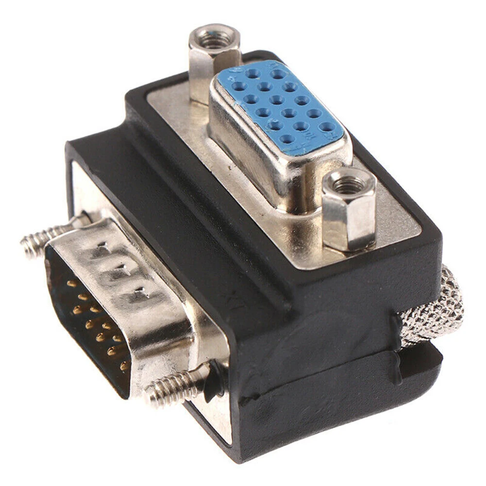 

Male To Female Converter Adapter 15 Pin VGA SVGA Adapter Extension Extender Right Angle VGA Port Projector Durable