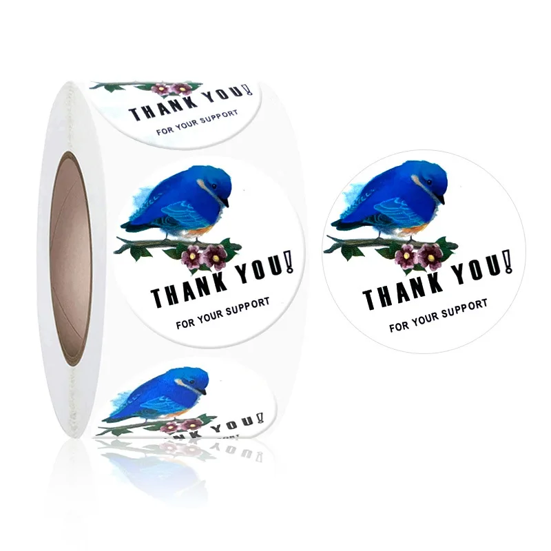 

500pcs/Roll Bird 25mm Thank You Stickers Envelope Seal Labels Gift 1inch Packaging Stickers Wedding Party Offer Stationery