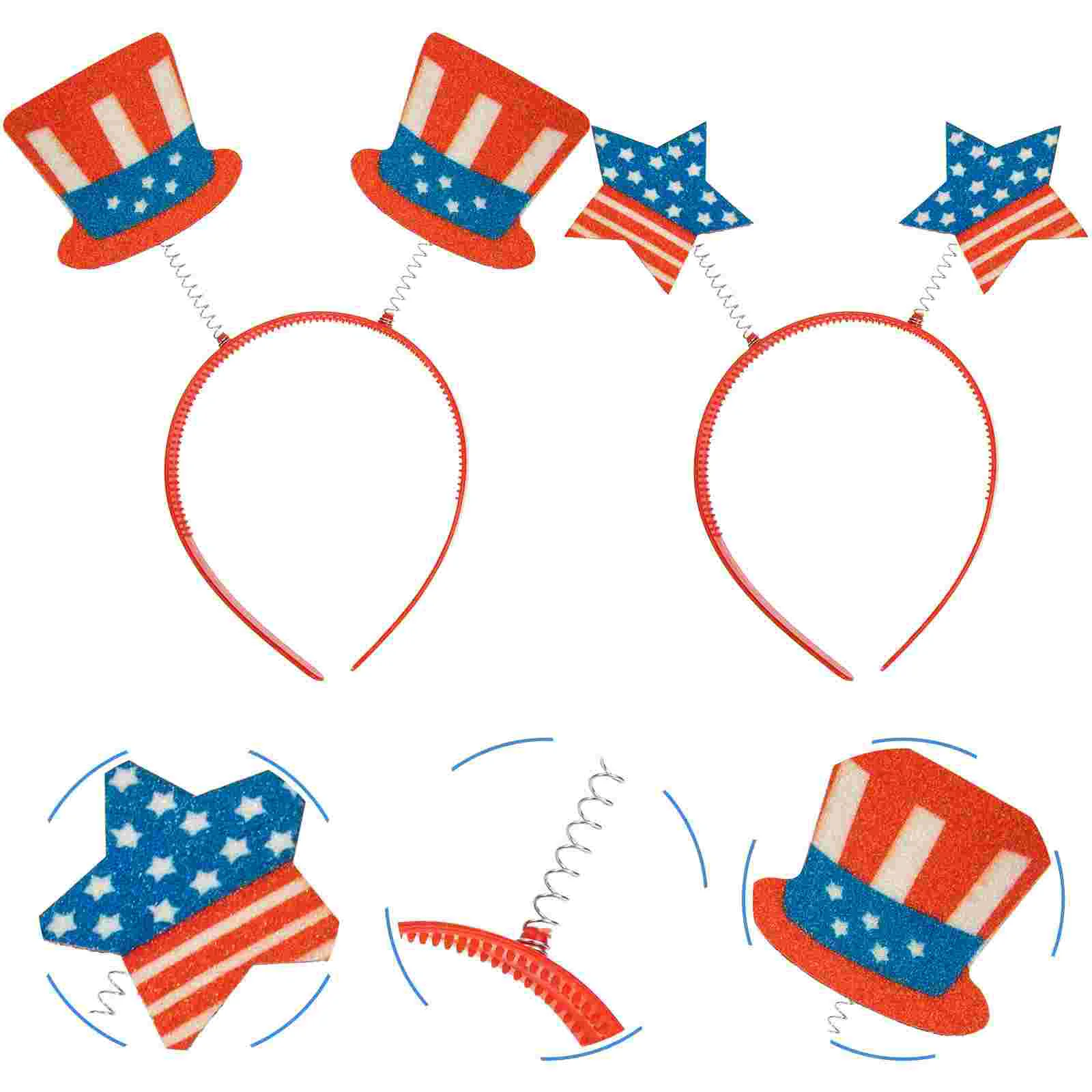 

2 Pcs Hair Hoops Independence Day Hair Hoops Festival Decorative Headdress