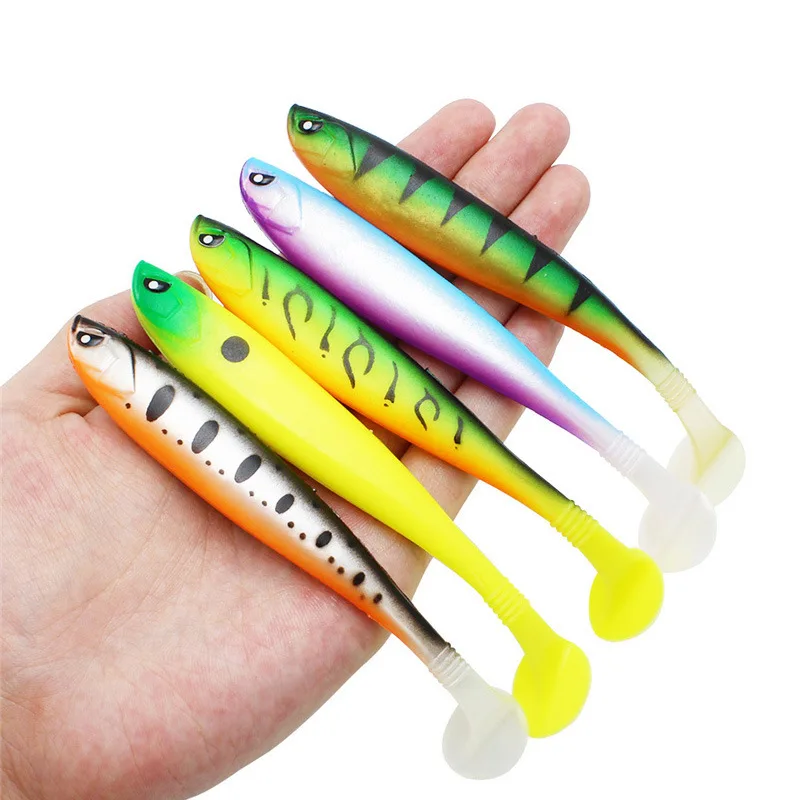

WHYY 5pcs/bag Soft Fishing Lure Set 12cm 10g Bionic T-tail Silicone Bait Full-water Jig Swimbait Wobblers Artificial Tackle