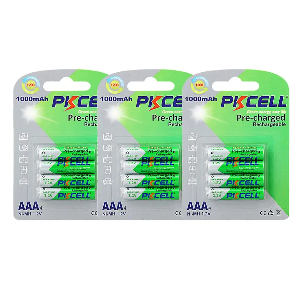 

Аккумуляторы PKCELL Ni-MH, 1,2 в, 1000 мАч, 12 шт.