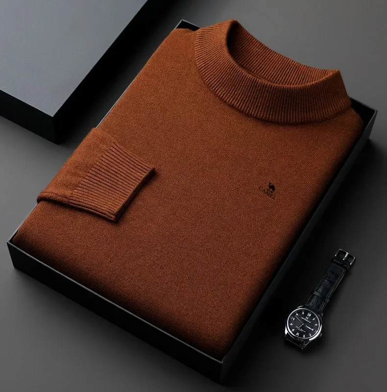 Осенне-зимний вязаный свитер мужской 2024 новый пуловер однотонная рубашка