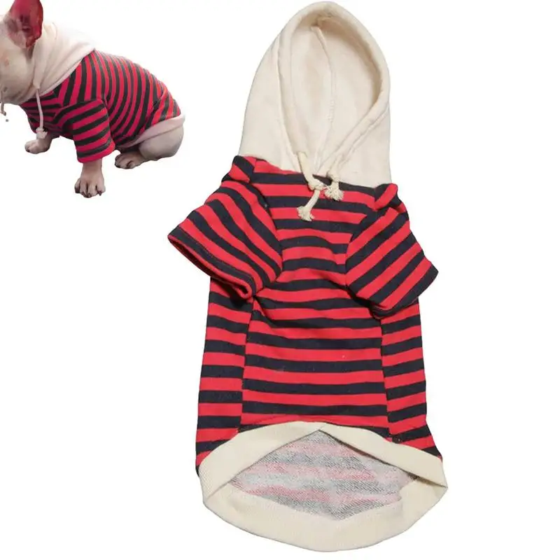 

Dog Hoodie Puppy Pullover Cold Weather Pet Coat Pet Outfit Dog Warming Pullover Sweatshirts Cat Jackets Strip Pattern Pet