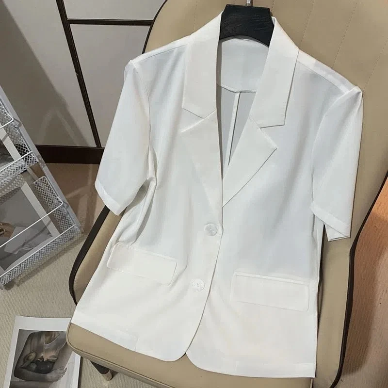 2023 New Women's Blazer Summer Sunscreen Jacket White Suit Jackets Women Fashion Thin Short Sleeve Blazer Jacket Women Tops RE89