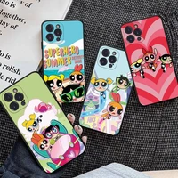 bandai cute cartoon powerpuff girls phone case for iphone 11 12 13 mini pro xs max 8 7 6 6s plus x 5s se 2020 xr case