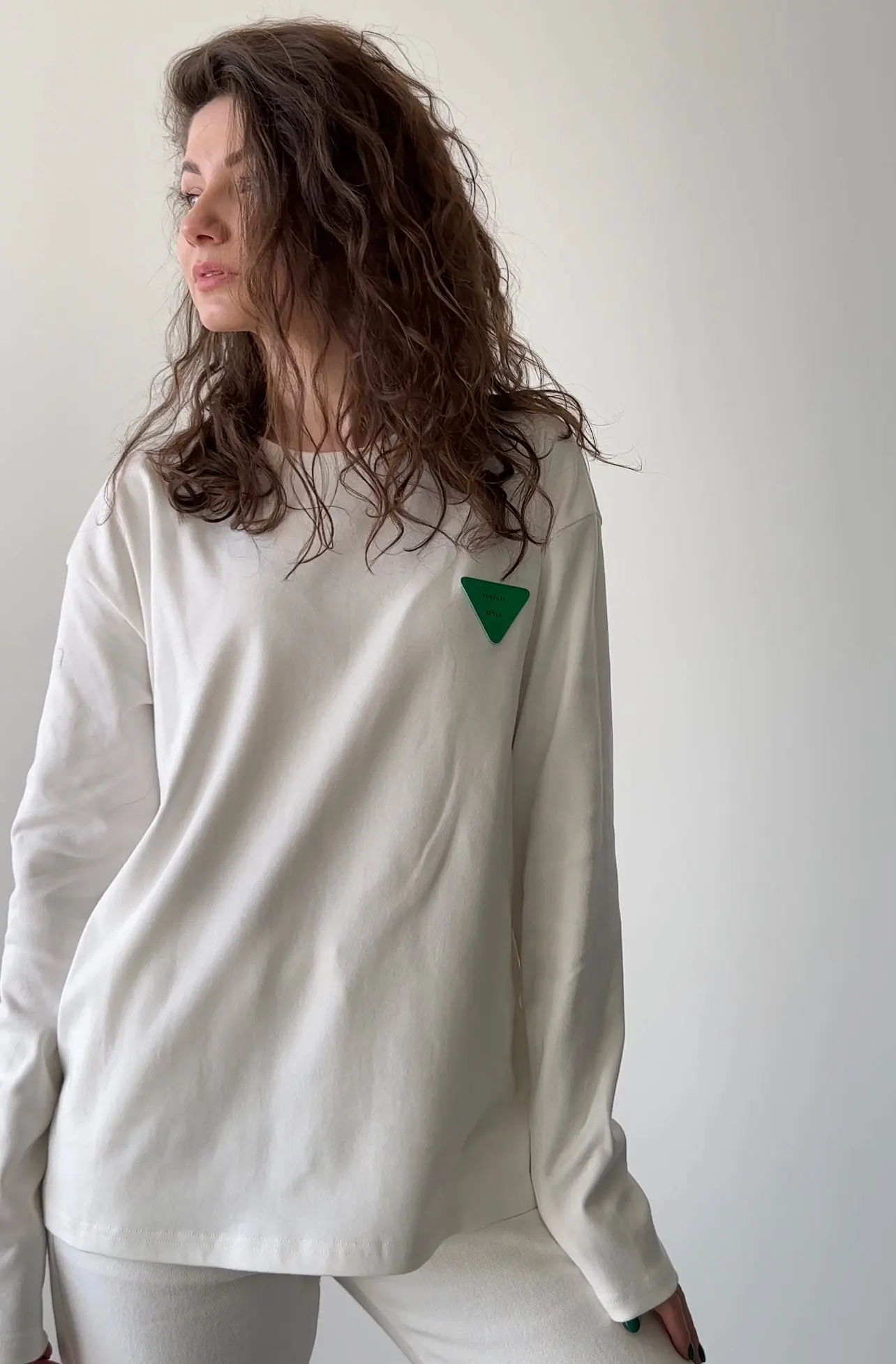 Женская футболка с длинными рукавами Повседневная треугольным принтом в