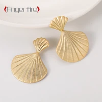 creative new product personality texture metal shell stud earrings exquisite matte gold jewelry