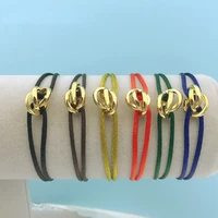 new stainless steel bracelet 3 metal buckle ribbon lace up rope chain color adjustable size bracelet diy bracelet