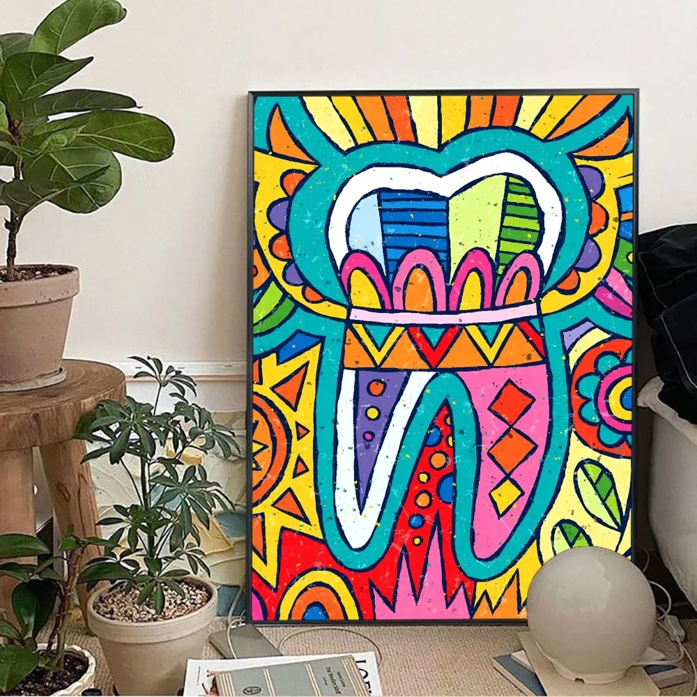 Painting Teeth Art Classic Small Size Poster Kraft Paper Vintage Wall Study Aesthetic St