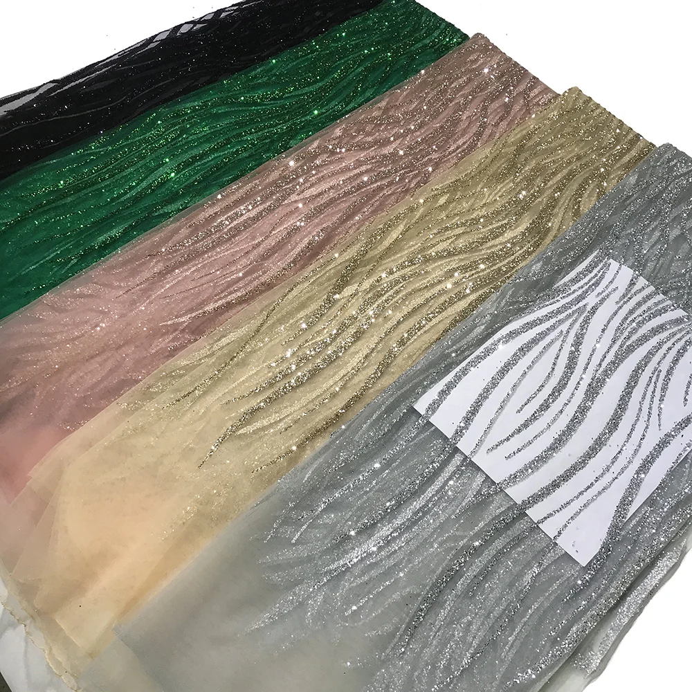 

2022 Latest Multicolor Sparkle Glitter Swiss French Net Sugar Lace Sequin Fabric Nigerian Women Shiny Mesh Dress Sewing Material