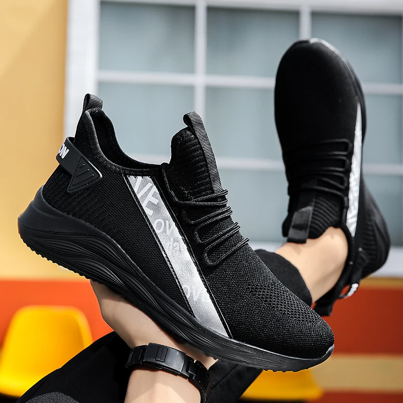 

Men's Vulcanize Shoes 2023 New Spring Flat Mesh Lace Up Casual Outdoor Non-slip Comfortable Soft Bottom Breathable Sneakers Men
