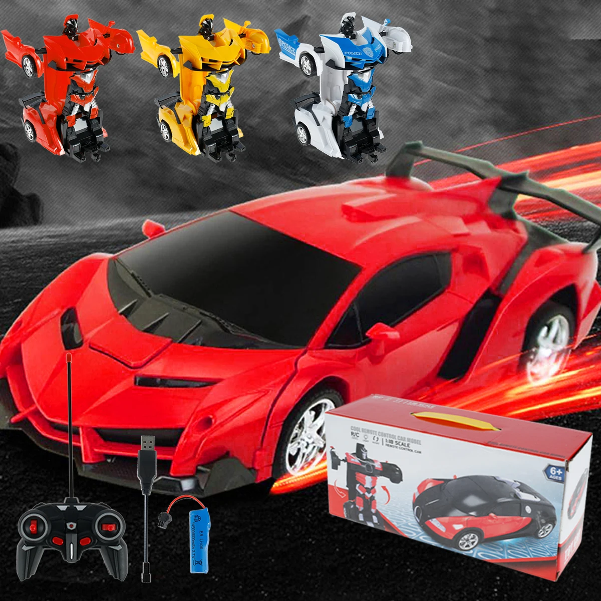 

RC car 360° Remote Control Automatic Deformation vehicle Toy Police car Electric Deformation Robot Toys Gifts for children