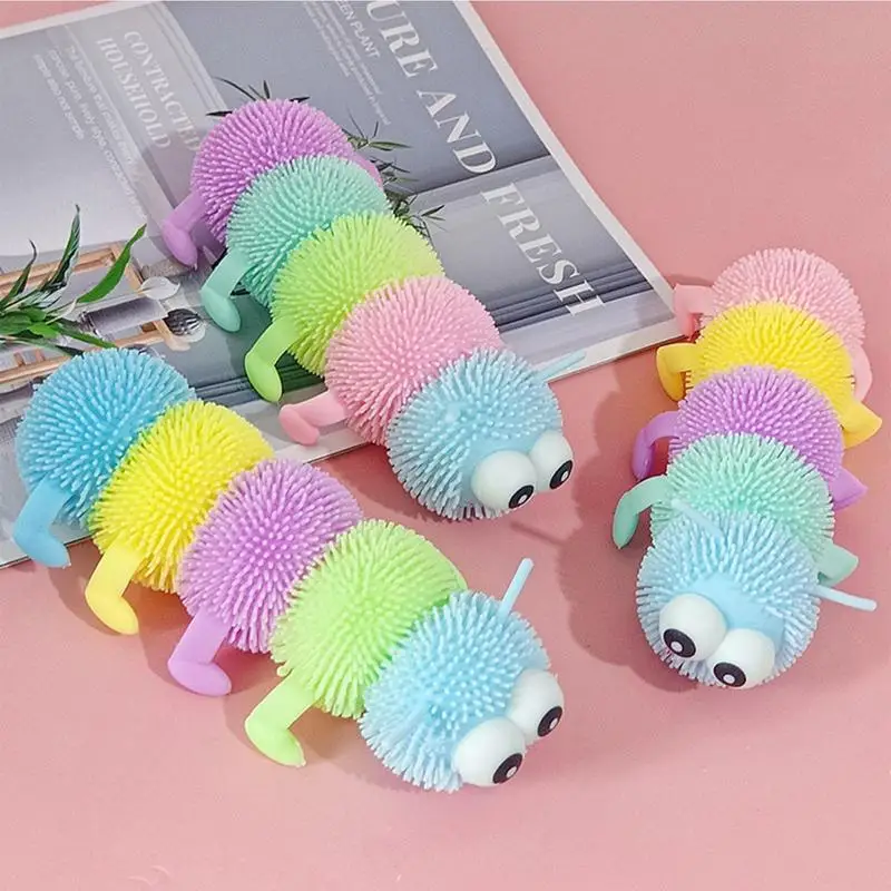 

Caterpillar Squish Toy Luminous Colorful Anti Stress Toys For Children Kawaii Hand Stress Relief Cute Sensory Stretch Toys Gifts