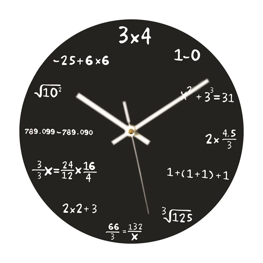Math Wall Clock Unique Gift Hours Marked by Mathematical Equ