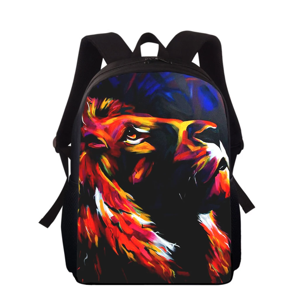 Свирепая иллюстрация Лев 16 дюймов детский рюкзак с 3D принтом сумки для начальной