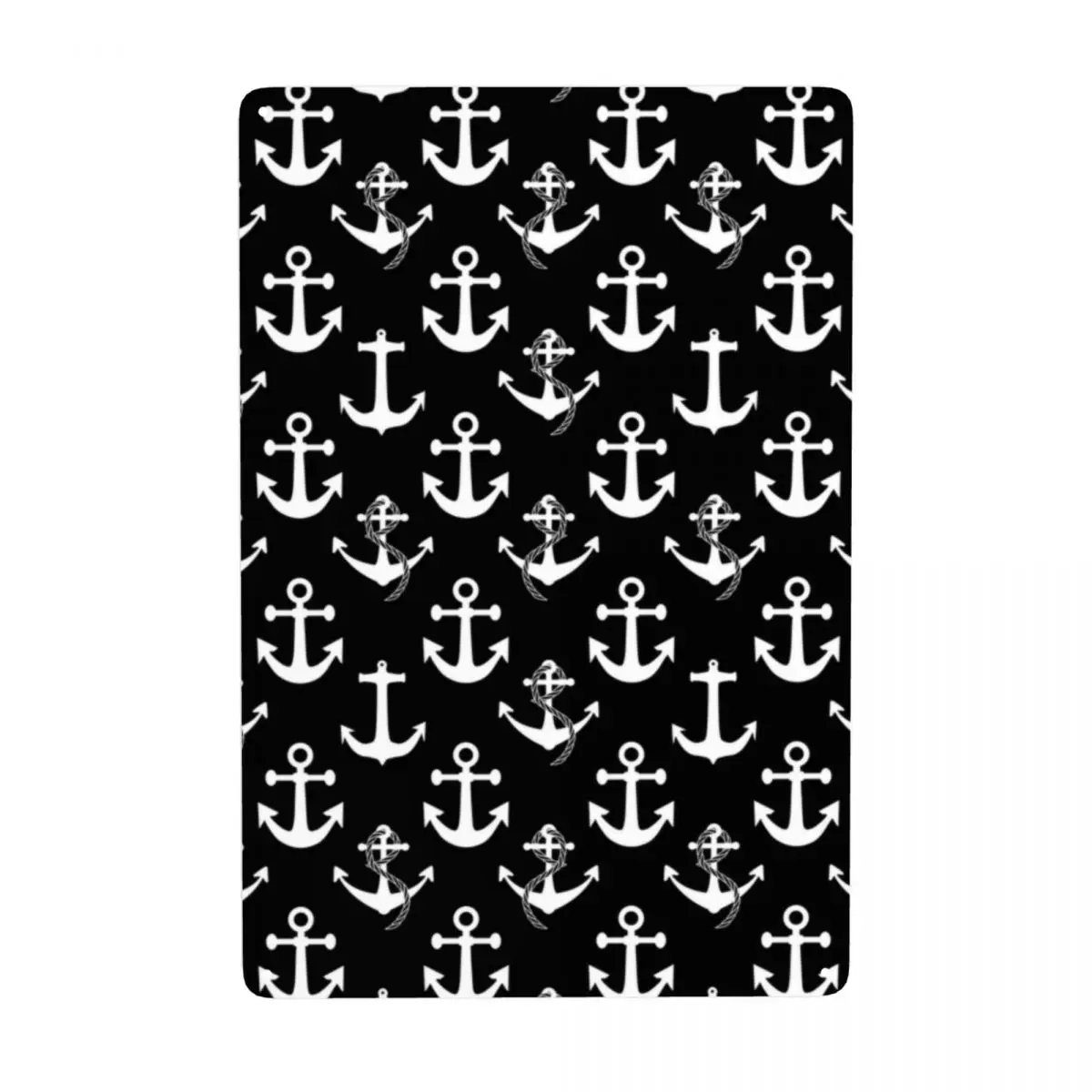 

Black And White Nautical Anchor Pattern Metal Tin Sign Custom Retro Sailing Sailor Plaque for Club Cafe Restaurant Art Decor