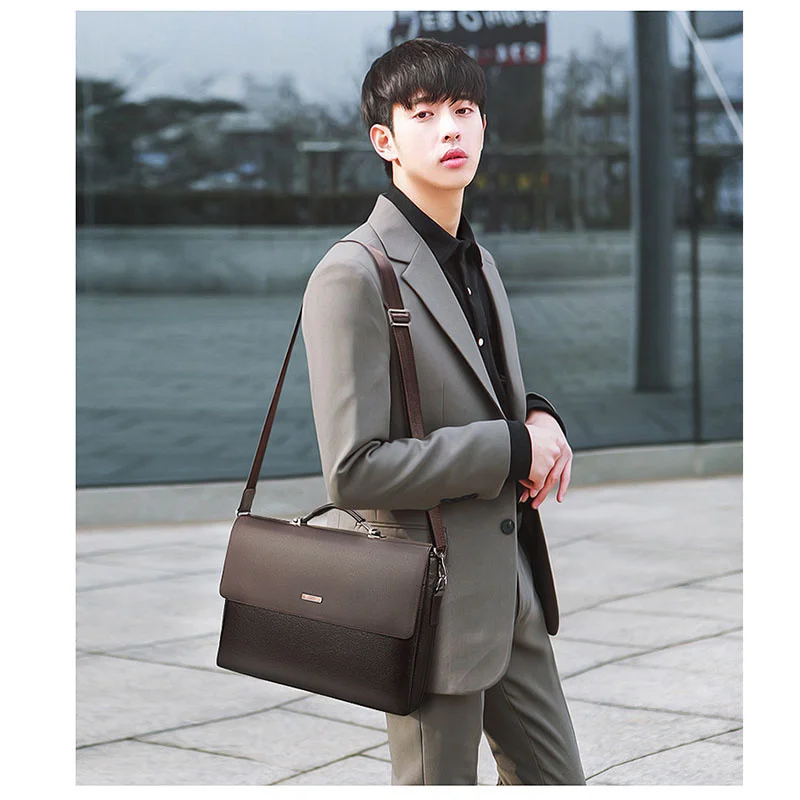 fashion business leather men shoulder bag briefcase laptop handbag 2022 casual man bag for male office messenger bags briefcases free global shipping