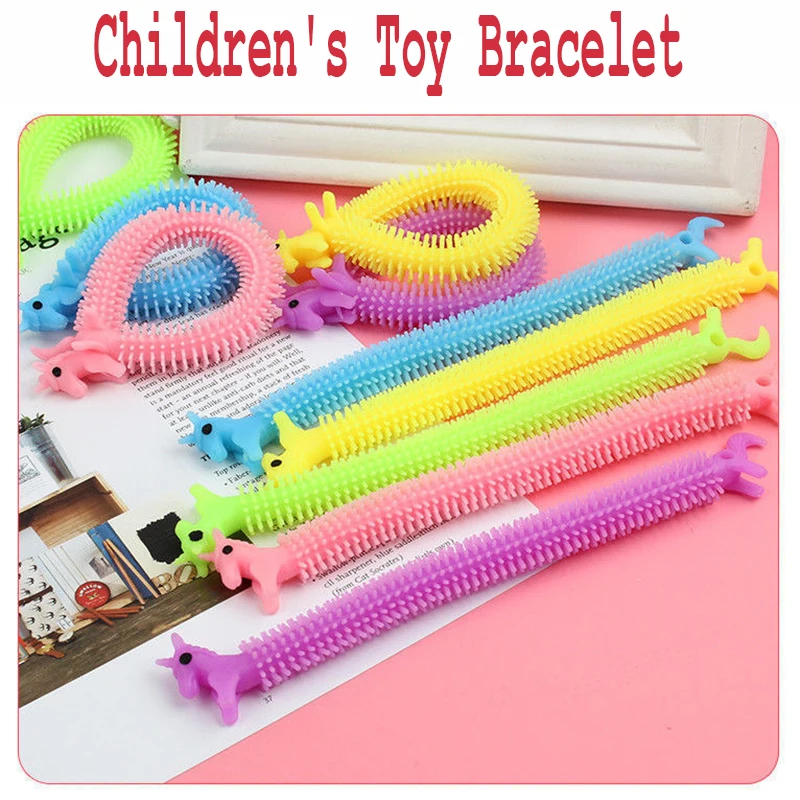 

1 шт. динозавр гусеница декомпрессионный эластичный браслет мультяшная собака Единорог вентиляционная веревка веселый детский браслет игр...
