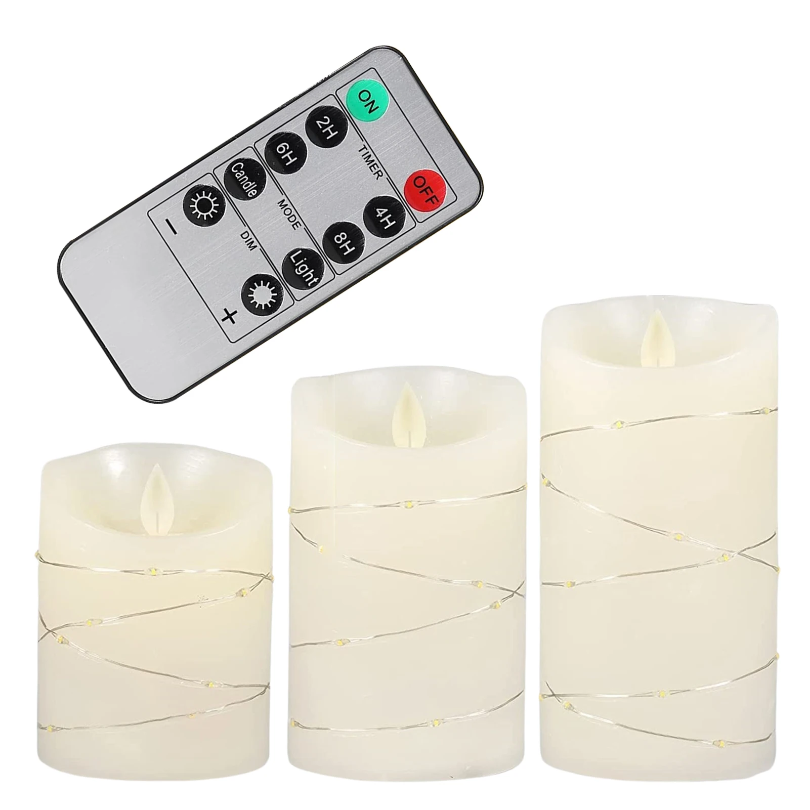 

Pack Of 3 Flameless Pillar Candle Dancing Flame LED Candles Remote Control Battery Operated Pillar Candles With Realistic Flame