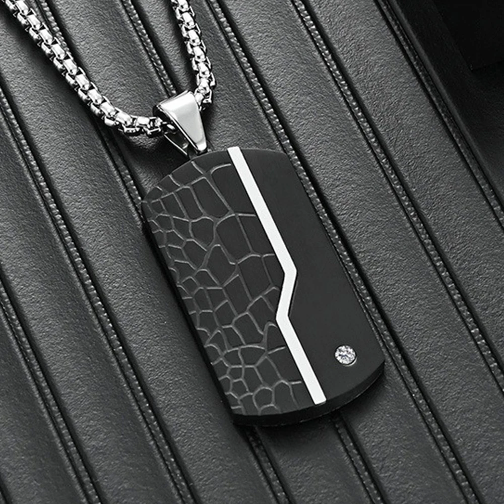 DARHSEN Men Statement Necklaces Black Tag Pendants Stainless Steel Chain Fashion Jewelry Men's Gift New Arrival