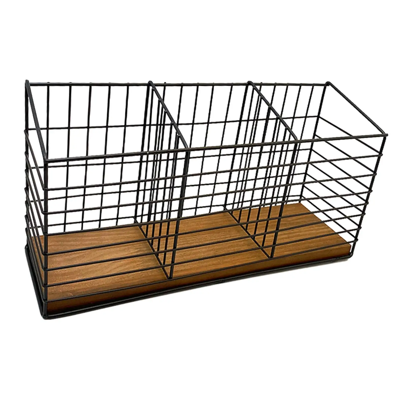 

Регулируемая стойка, настольный органайзер, металлическая корзина для хранения с деревянной основой для офисных шкафов, кладовой