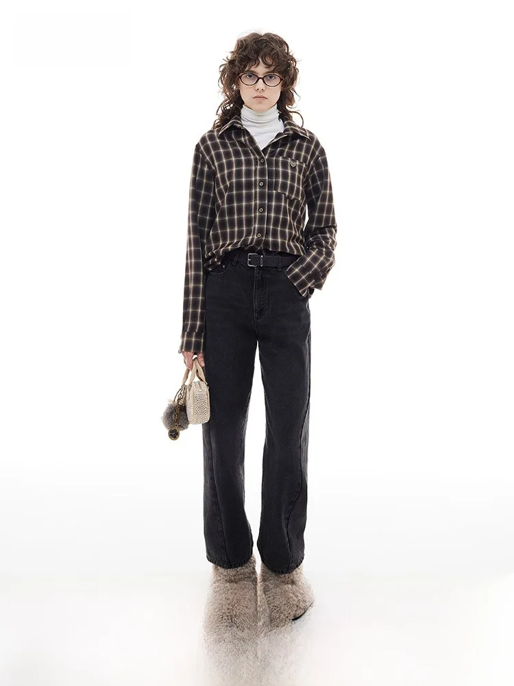 [Новинка] Рубашки с длинными рукавами пигментом Dzzit новинка зимы 2024 модный