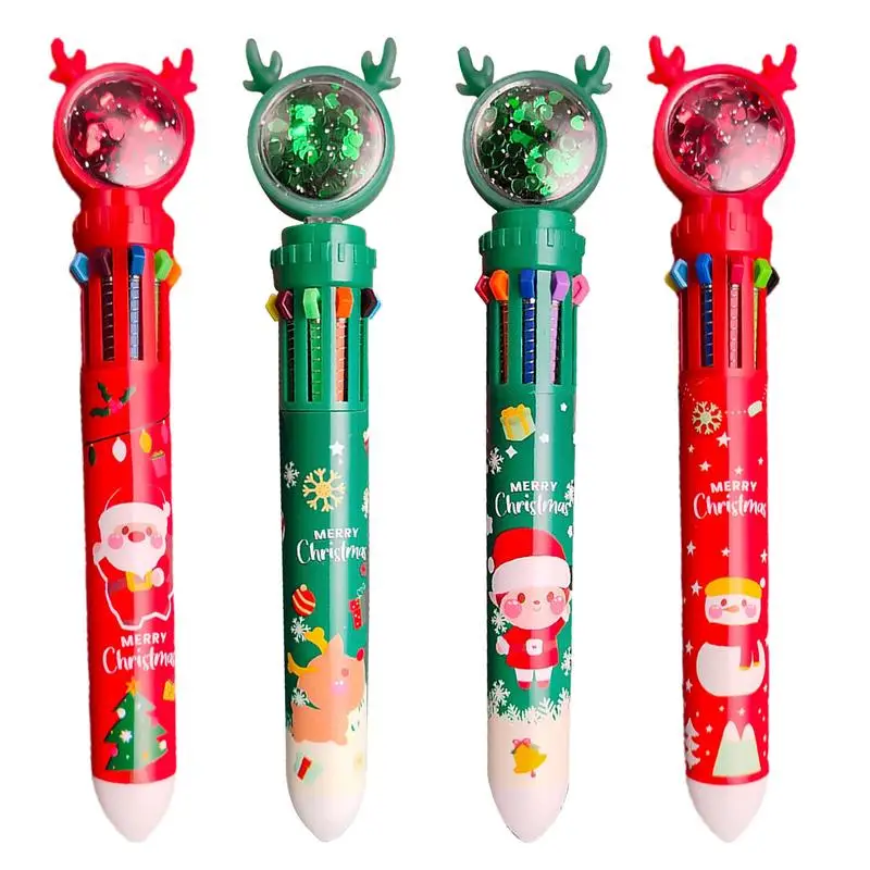 

10 Colors Cute Christmas Ballpoint Pen Cartoon 0.5MM Ball Pen Office School Writing Supplies Novelty Pen Stationery