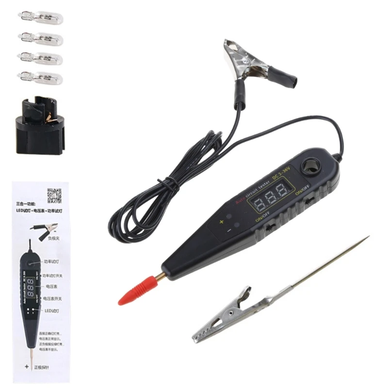 

Digital Detecter Tester Automotive Circuit Tester with Voltmeter Probe-Kit DC3-36V Power Circuit Diagnostic Dropship