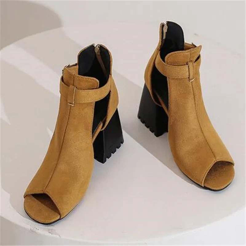 2023 New Peep Toe High Heels Spring Summer Sexy Casual Rome Ankle Boots Ladies Square Heel Sandals Women's Shoes Middle Pump 41