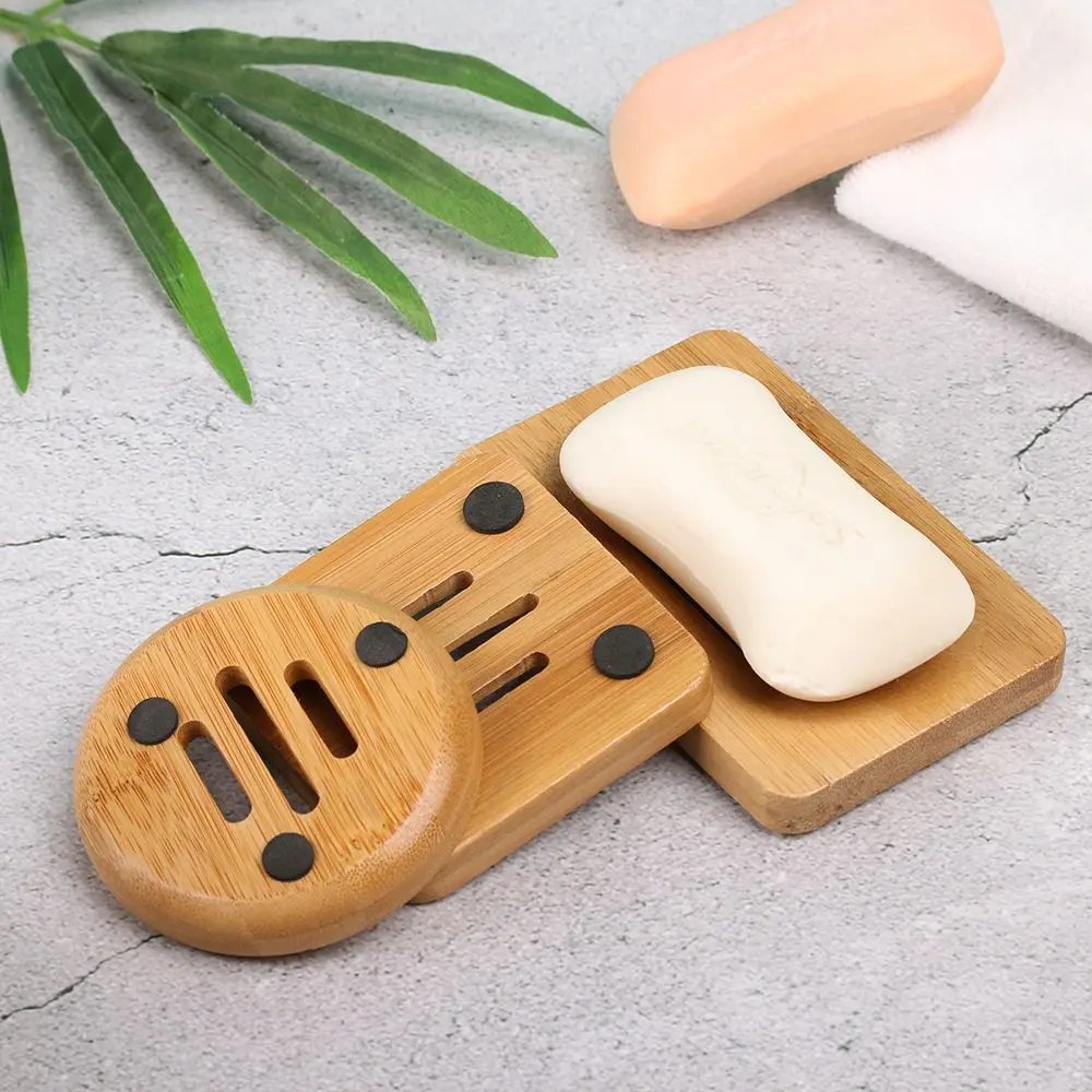 

Wooden Soap Tray Drainer Dishes Soap Bath Soap Holder Shower Soap Holder Storage Box Drain Bamboo Box Wash Shower Soap Dish Box