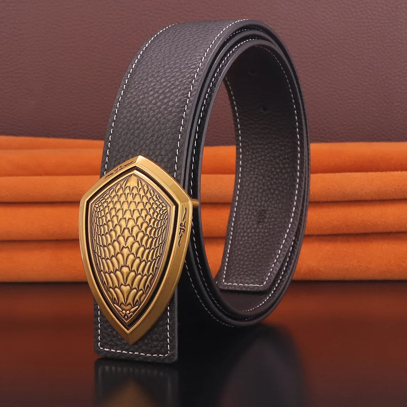 

High Quality Chinese Style 3.8cm buckle fashion belt men designer genuine leather luxury Waist Strap popular ceinture homme
