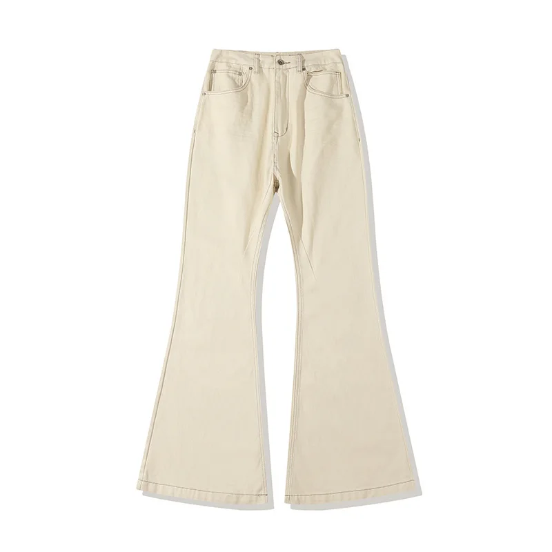 [BOMP] 2024 осенние мужские джинсы в стиле RO нишевые темные высокоэластичные бежевые