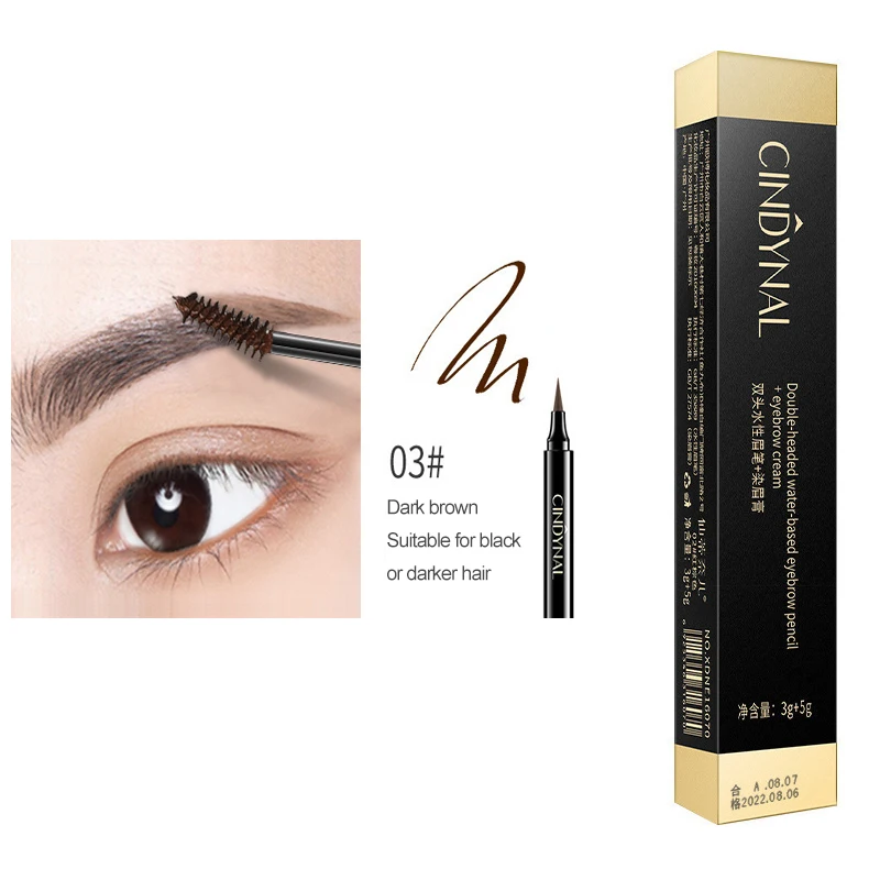 

1Pc Professional Double-headed Water-based Eyebrow Pencil Eyebrow Dye Cream Easy To Color Not Easy To Decolor Eyebrow Cream