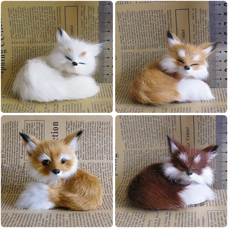 

1 Pcs Simulation Squatting Fox Model Toy Xmas Gift Stuffed Plush Animal Figurine Home Wedding Birthday Gift Decor
